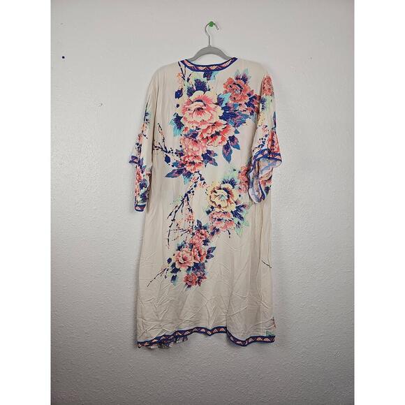 Flying Tomato Womens Floral Kimono Multi Open Front 3/4 Sleeves M/L - Picture 3 of 5